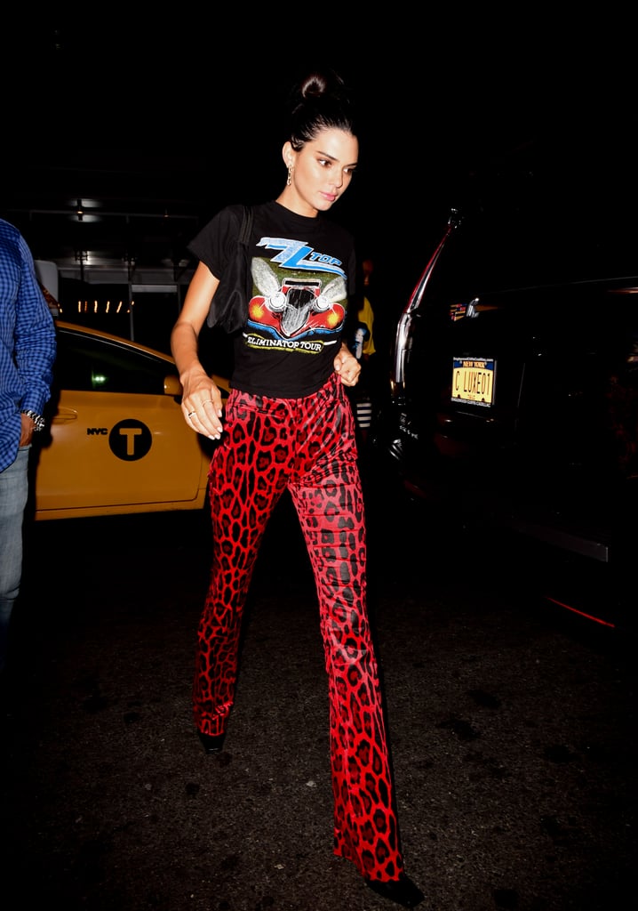 Kendall Jenner Red Animal Print Pants New York Fashion Week