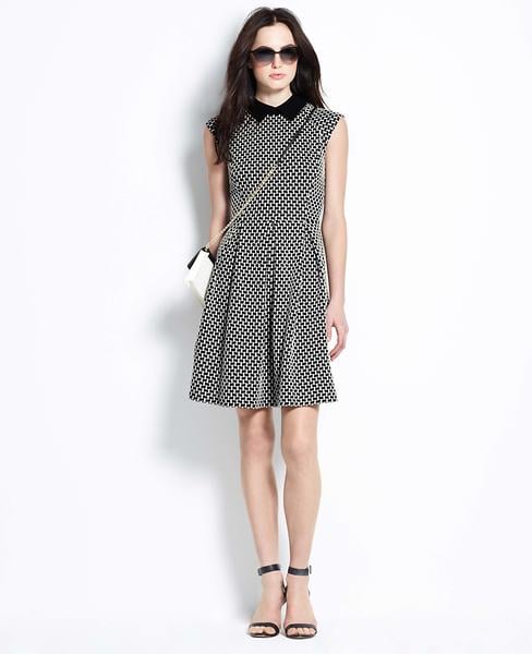 Ann Taylor Jacquard Pleated Dress