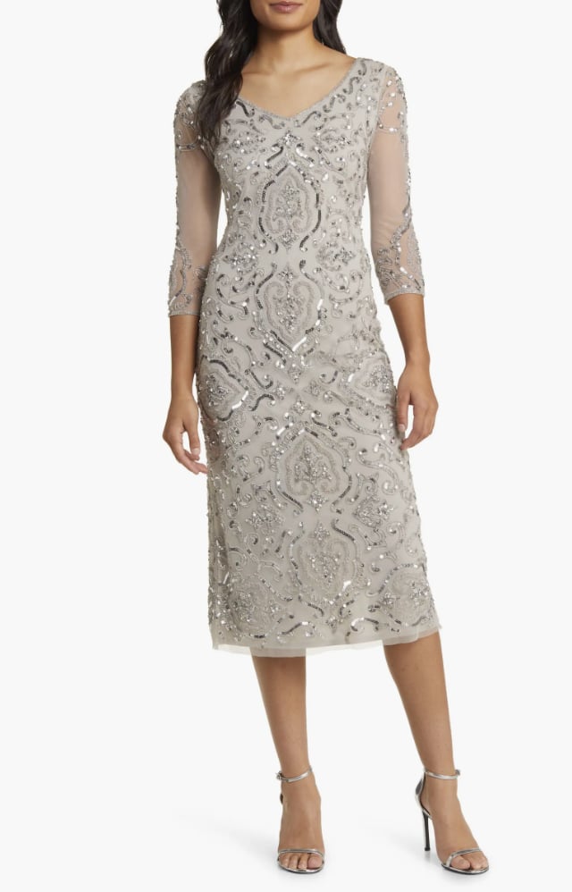 Pisarro Nights Sequin & Beaded Cocktail Sheath Dress