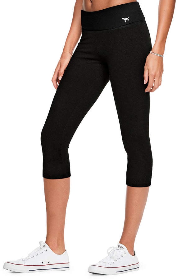 PINK - Victoria's Secret Black Fold Over Yoga Crop Legging Size M