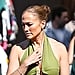 J Lo Steps Out in a Plunging, Backless Green Halter Dress