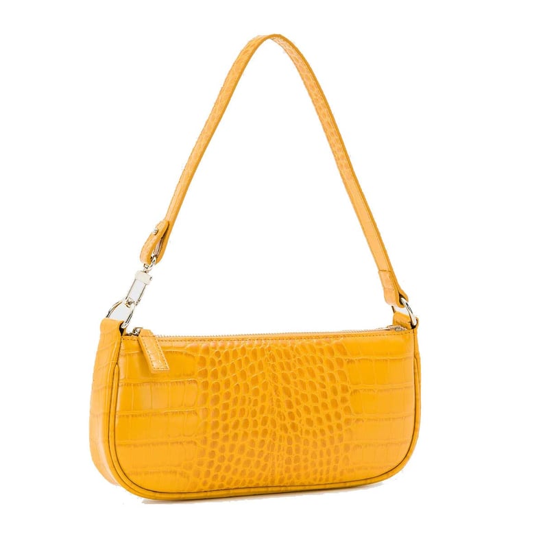 Barabum Crocodile Pattern Shoulder Baguette Bag in Yellow