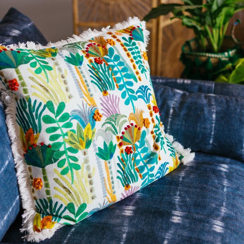 Jungalow Palm Tree Fringe Pillow by Justina Blakeney X Loloi