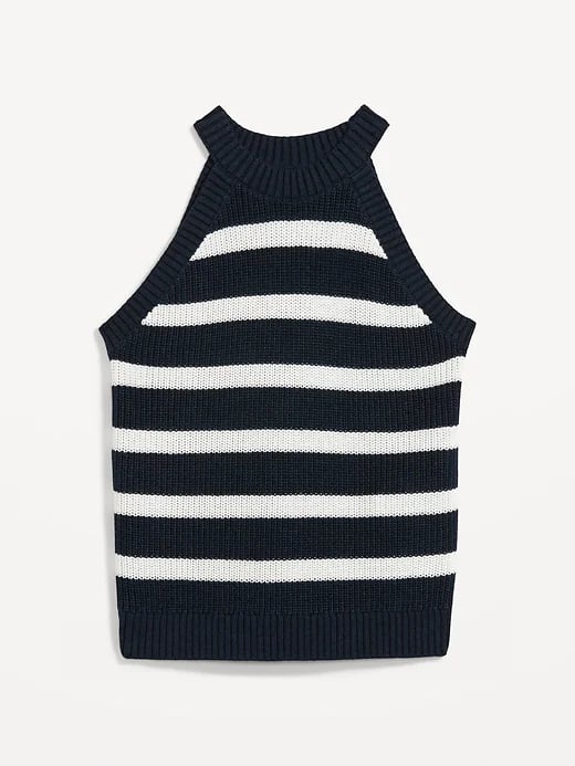 Old Navy Sleeveless Striped Cropped Shaker-Stitch Sweater