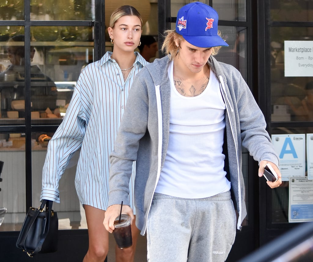 Hailey Baldwin Oversize Button Down and Boots 2018
