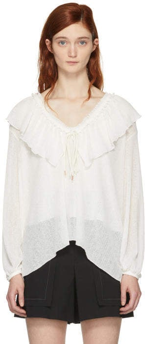 See by Chloé White Ruffled Blouse