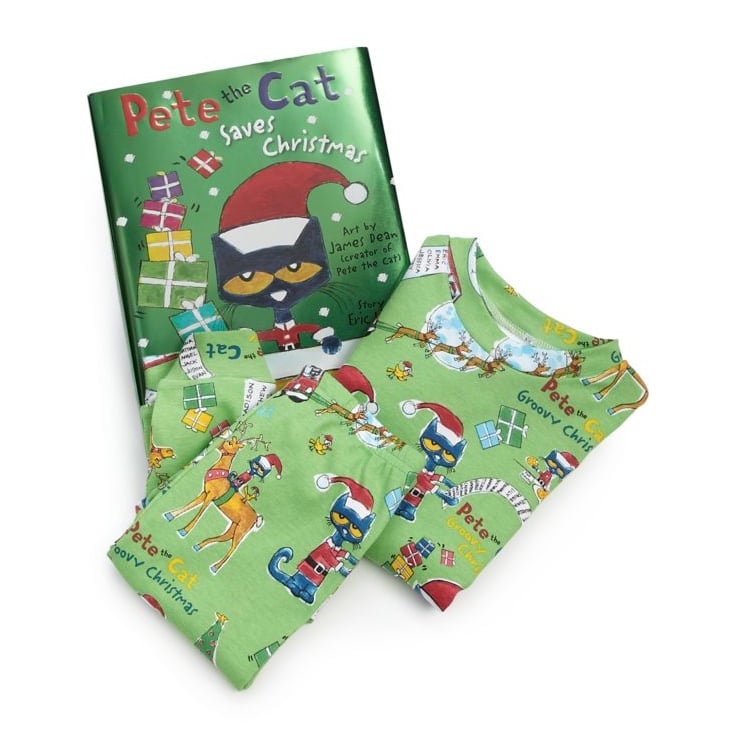 Books To Bed Toddler's & Little Boy's Three-Piece "Pete the Cat Saves Christmas" Pajamas & Book Set