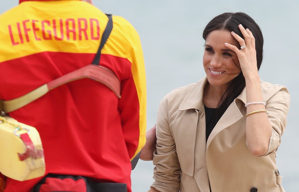 Meghan Accessorised With a Gold Shaun Leane Bangle and Pearl Bracelet