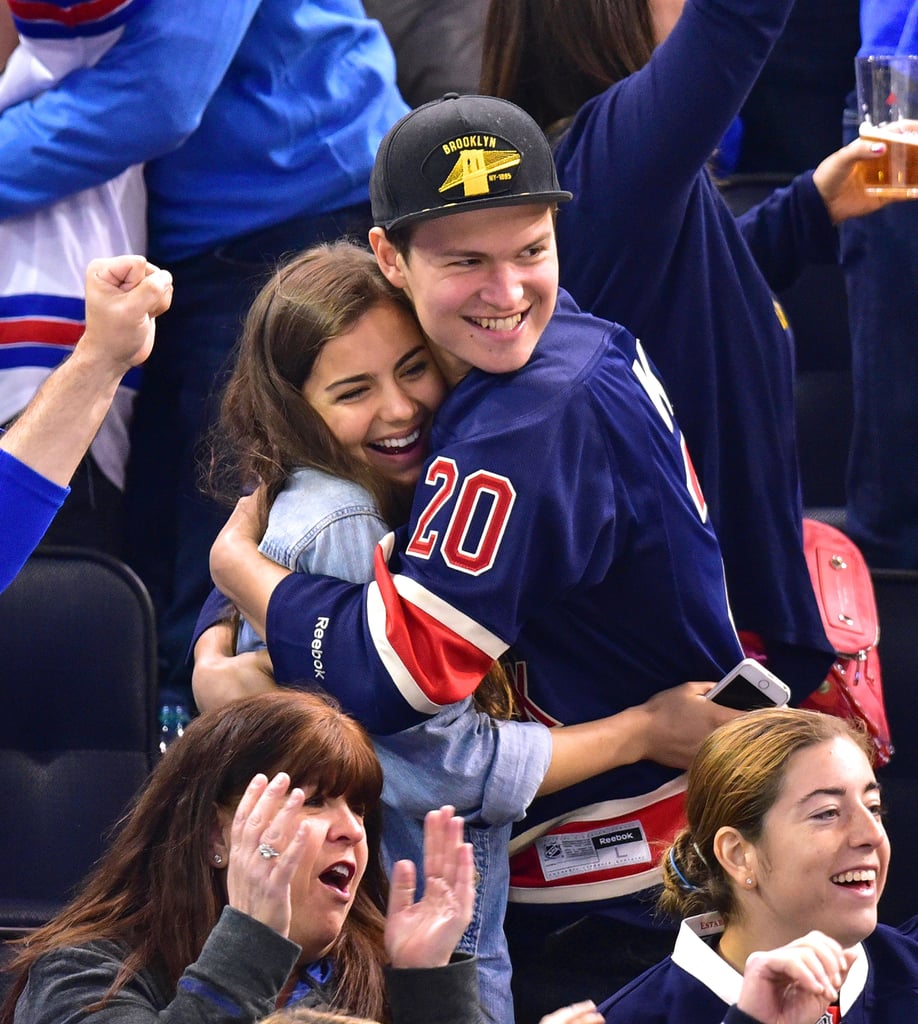 Ansel Elgort Kisses Girlfriend at Hockey Game | Pictures