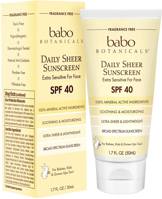 Babo Botanicals Daily Sheer Non-Nano Zinc SPF 40 Fragrance Free Mineral Sunscreen ($15)