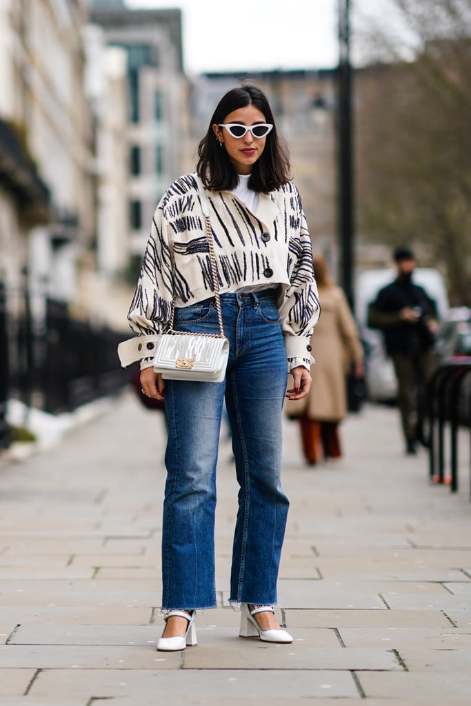 Match the rest of your outfit in white, from the accessories to the clothes, including a statement cropped jacket.