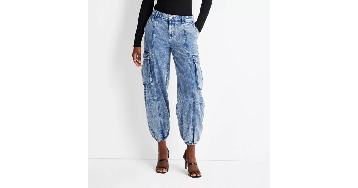Future Collective with Kahlana Barfield Brown Mid-Rise Cargo Jeans