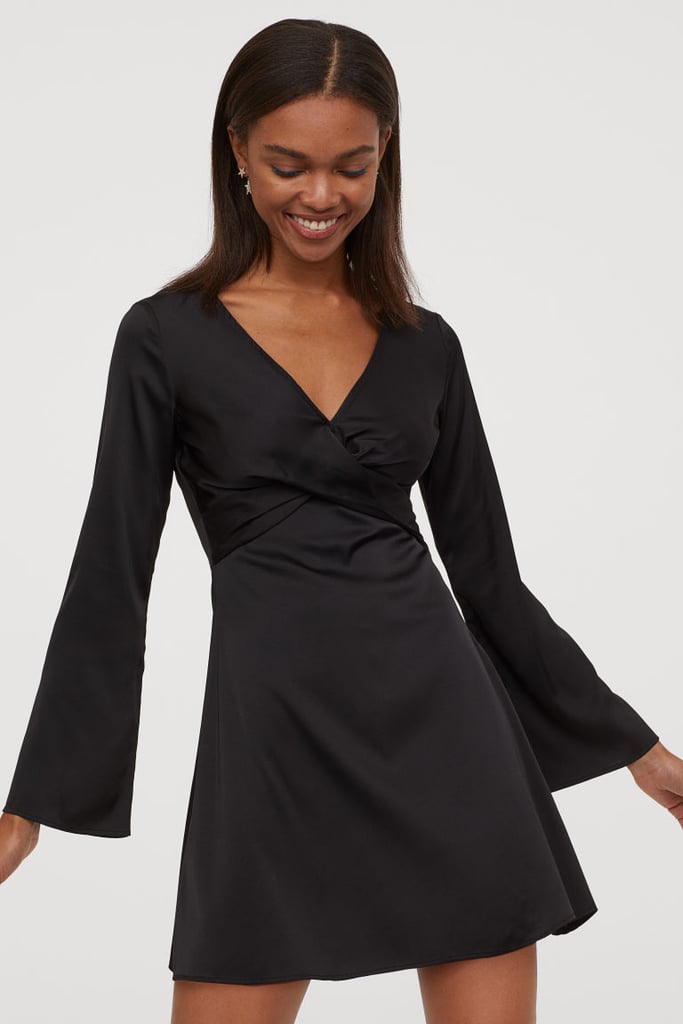 H&M Trumpet-Sleeved Satin Dress