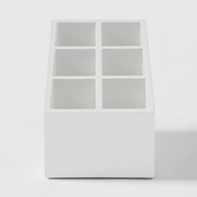 Six Compartment MDF Vanity Organiser With Magnets in White