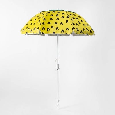 6' Pineapple Beach Umbrella Yellow