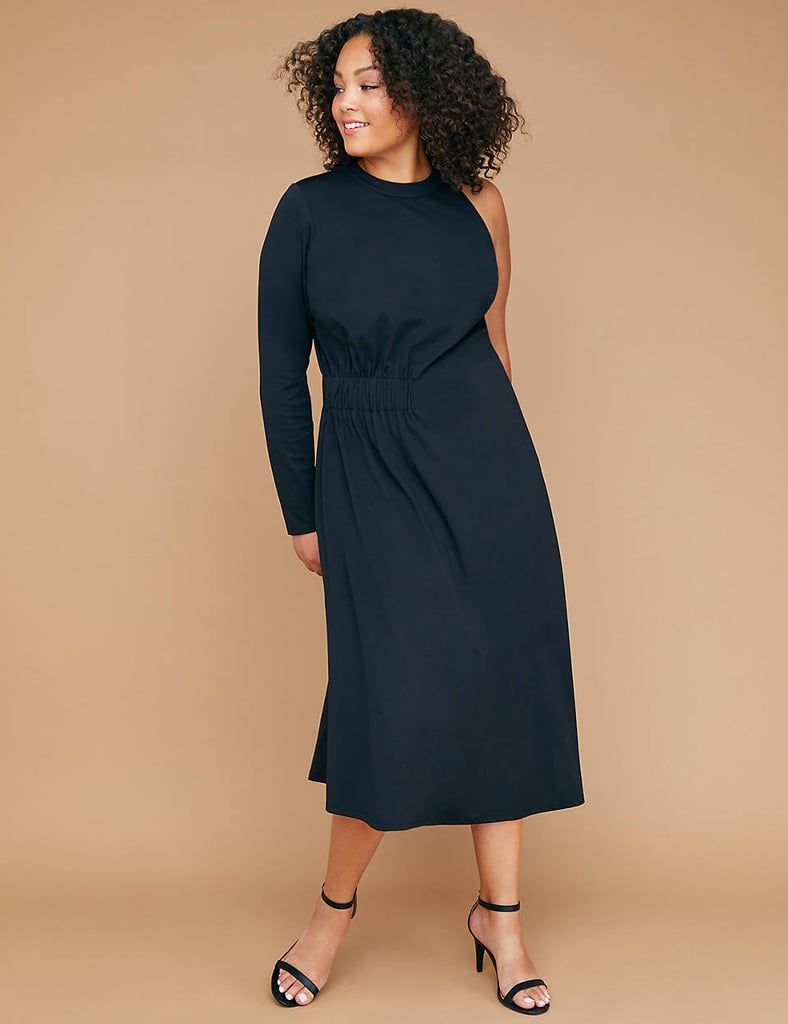 Lane Bryant One-Sleeve Asymmetrical Hem Maxi Dress
