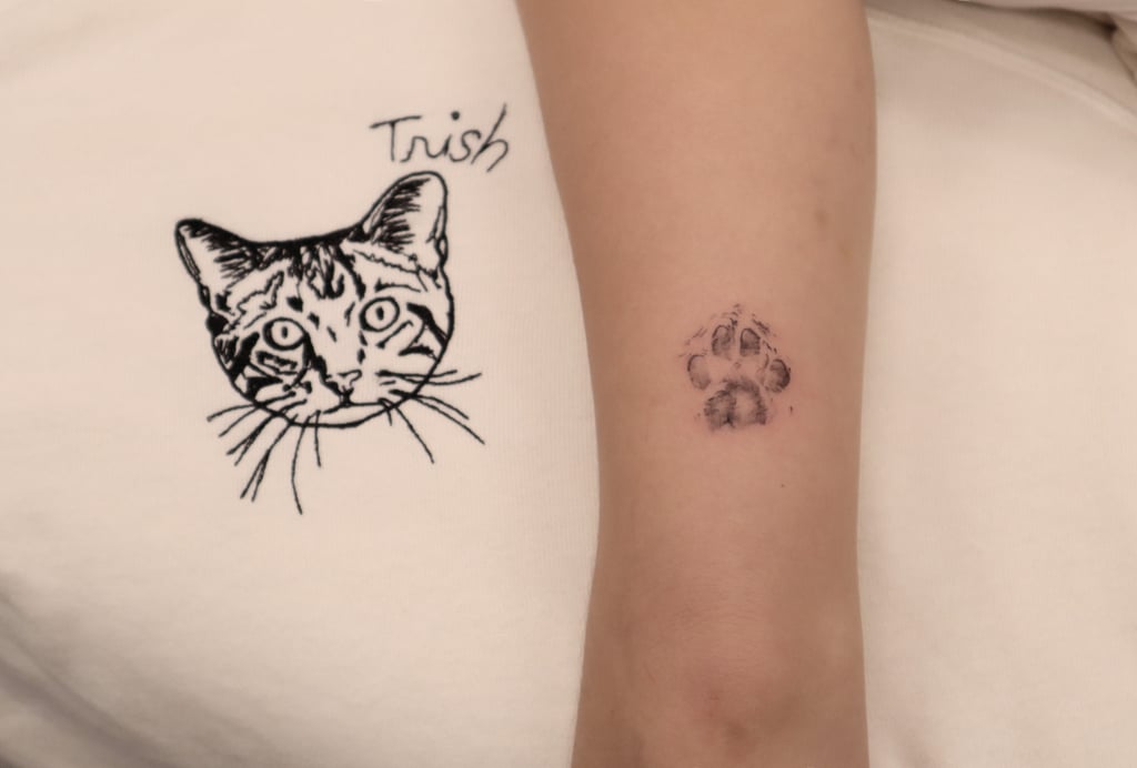 Tattoo uploaded by Katherine Samuelson  I got the cat first couple years  back The nose print is of my cat that passed away earlier this year   Tattoodo