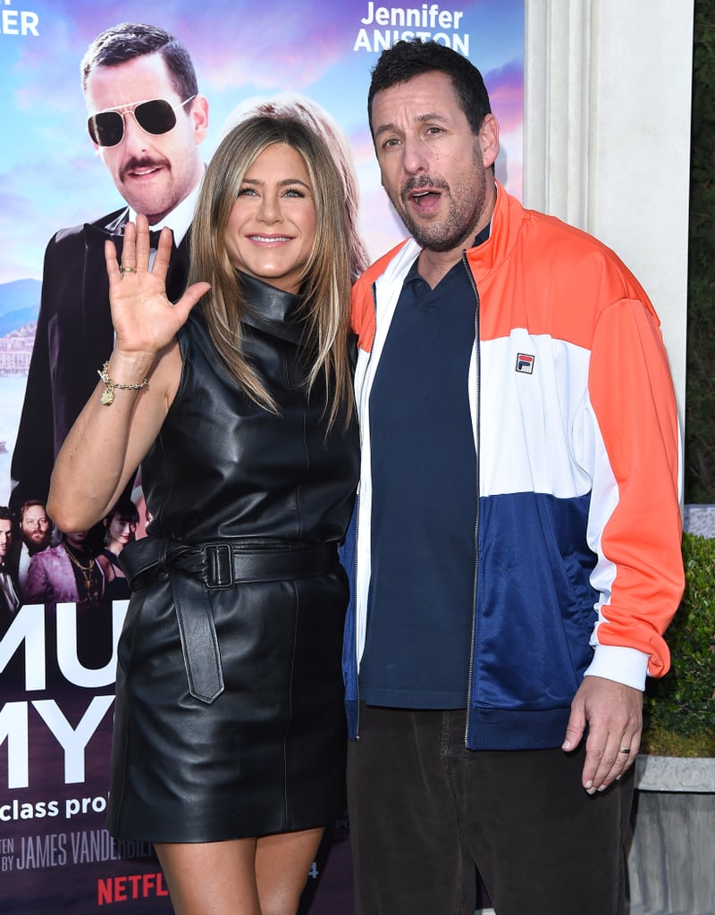 Jennifer Aniston Black Leather Dress Murder Mystery Premiere