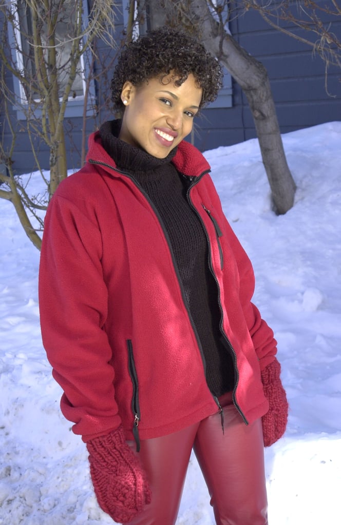 A short-haired Kerry posed in the snow at the Sundance Film Festival in 2001.