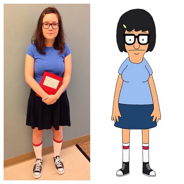 “我没有英雄。我把我的胸罩一个笨蛋和其他人一样。”My Tina Belcher Halloween costume.