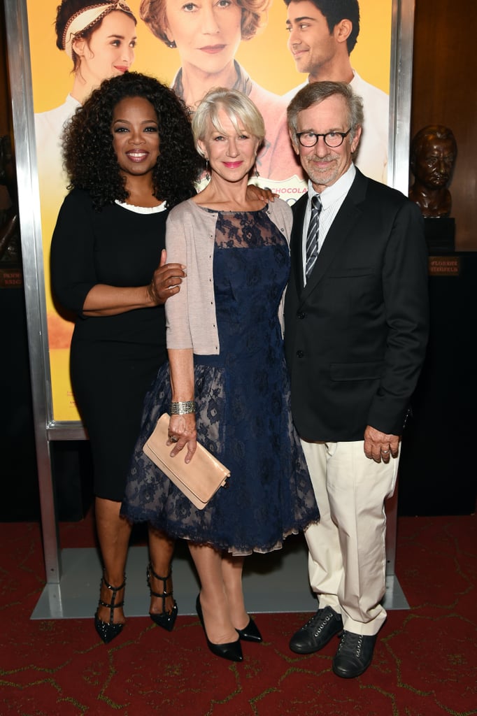 Oprah Winfrey, Helen Mirren, and Steven Spielberg posed for photos at the Monday night premiere of The Hundred-Foot Journey in NYC.