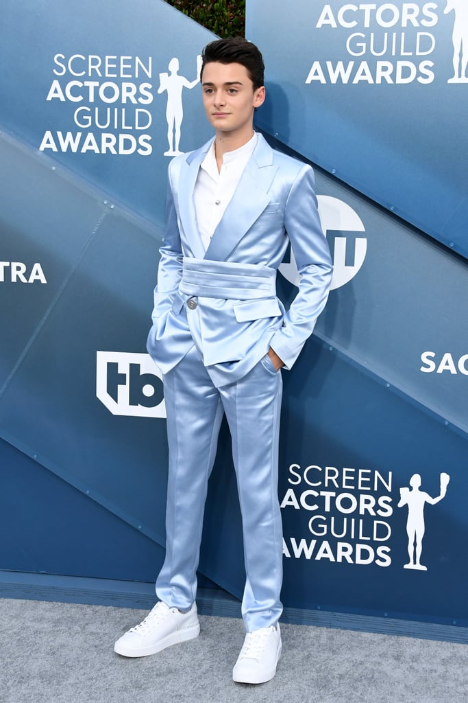 Noah Schnapp's Blue Balmain Suit at the SAG Awards