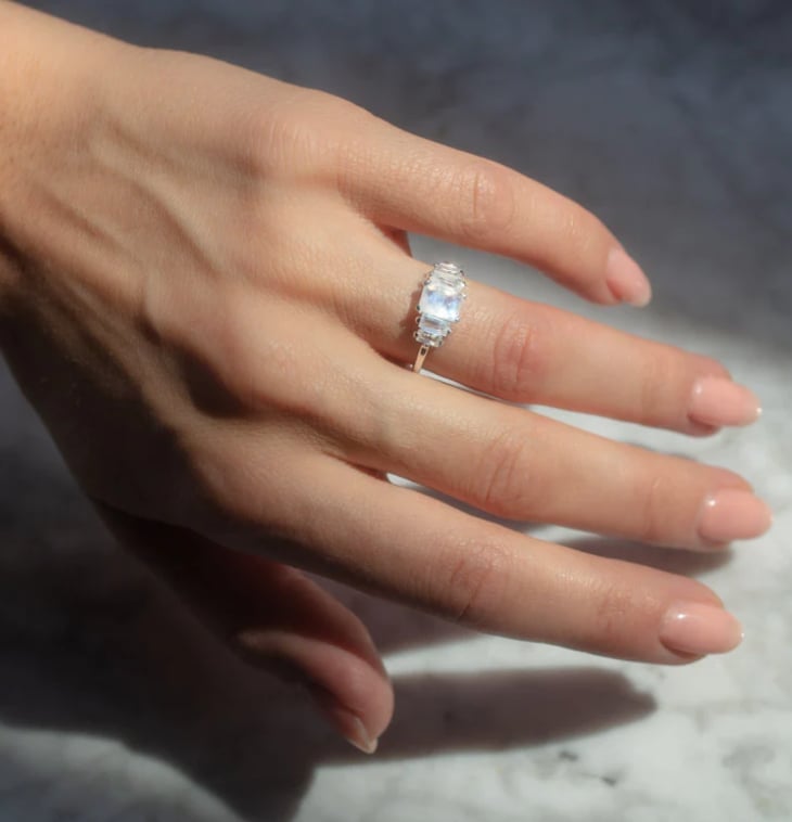 Unique Vintage Moonstone Deco Engagement Ring
