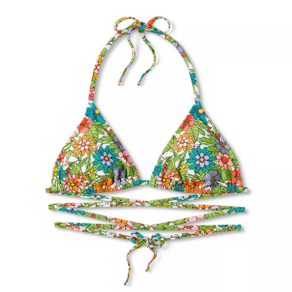 Wild Fable Multi-Floral Triangle Wrap Bikini Top