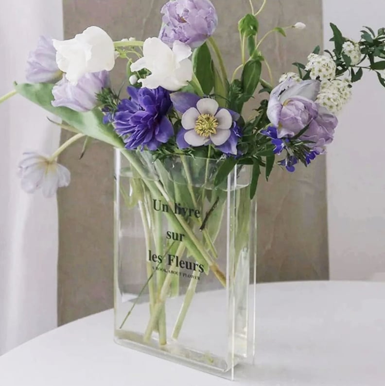 "Un Livre sur les Fleurs" Clear Book Vase For Flowers