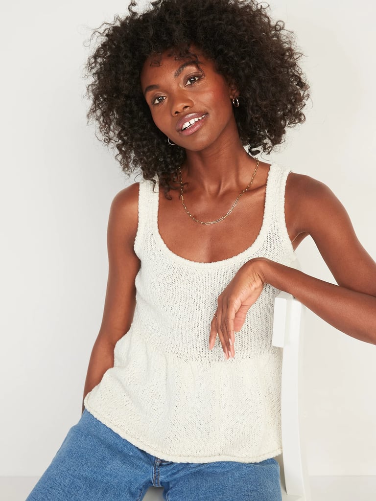 Old Navy Sleeveless Textured Peplum-Hem Sweater