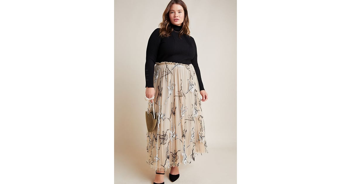 tulle pleated maxi skirt