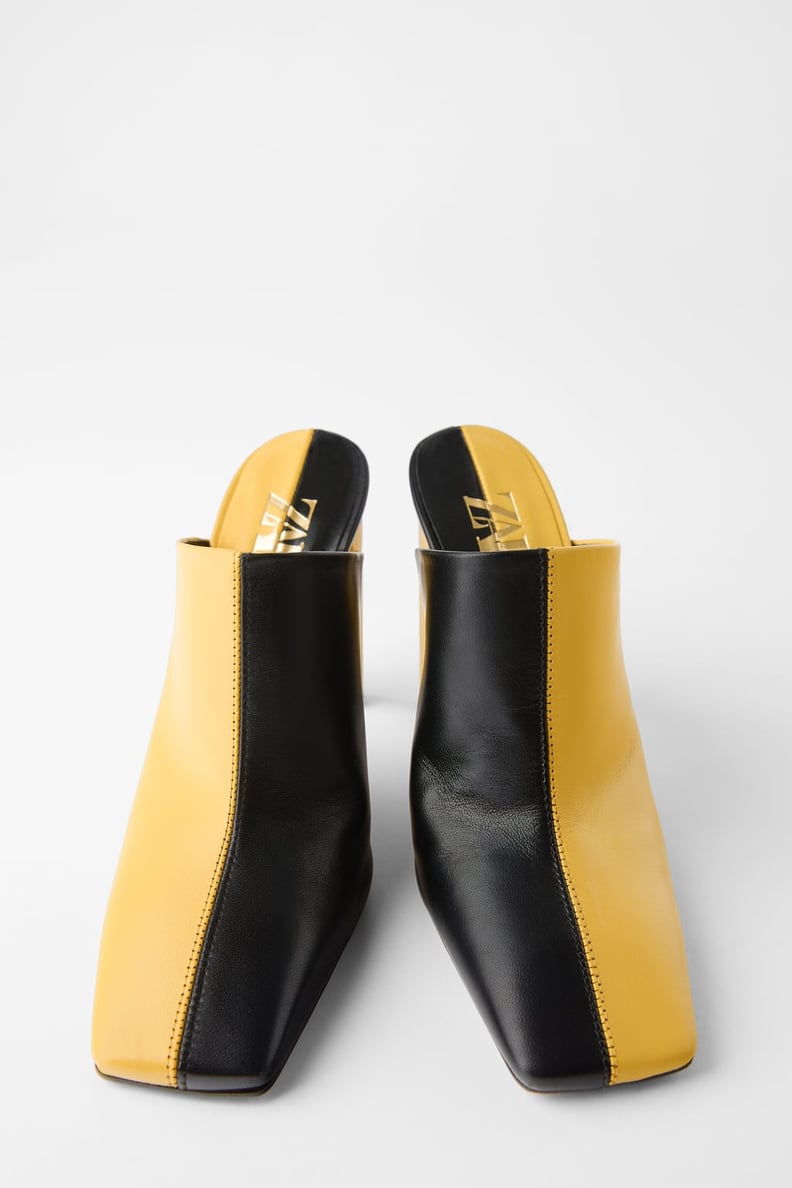 Zara Two-Tone Heeled Leather Mules