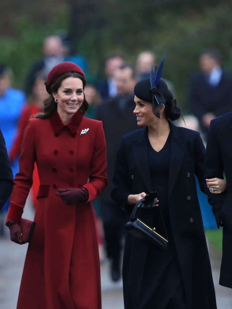 Meghan Markle Black Coat on Christmas Day 2018