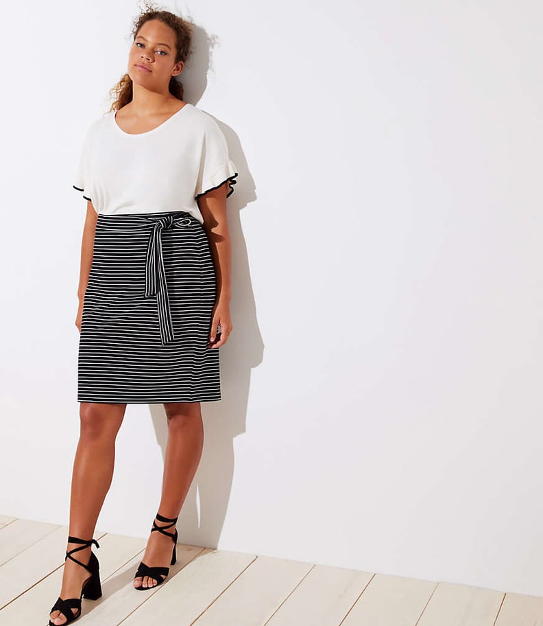 Loft Plus Striped Tie Waist Pencil Skirt