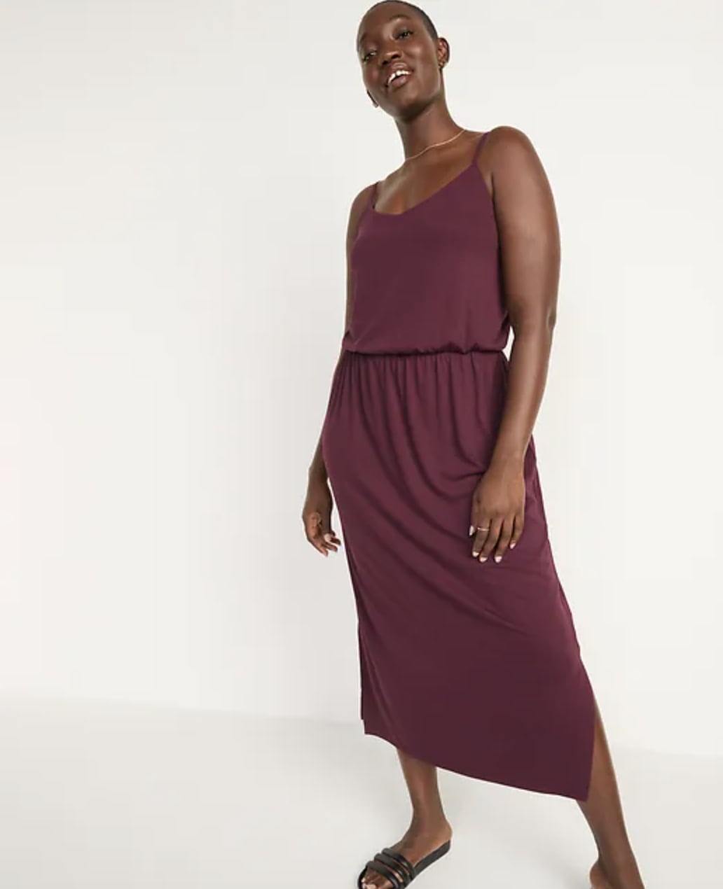 For a Deep Hue: Old Navy Sleeveless Waist-Defined Slub-Knit Midi Dress |  These 32 Fall Midi Dresses Are Serious Closet Goals, Plus They're All Under  $100 | POPSUGAR Fashion Photo 27