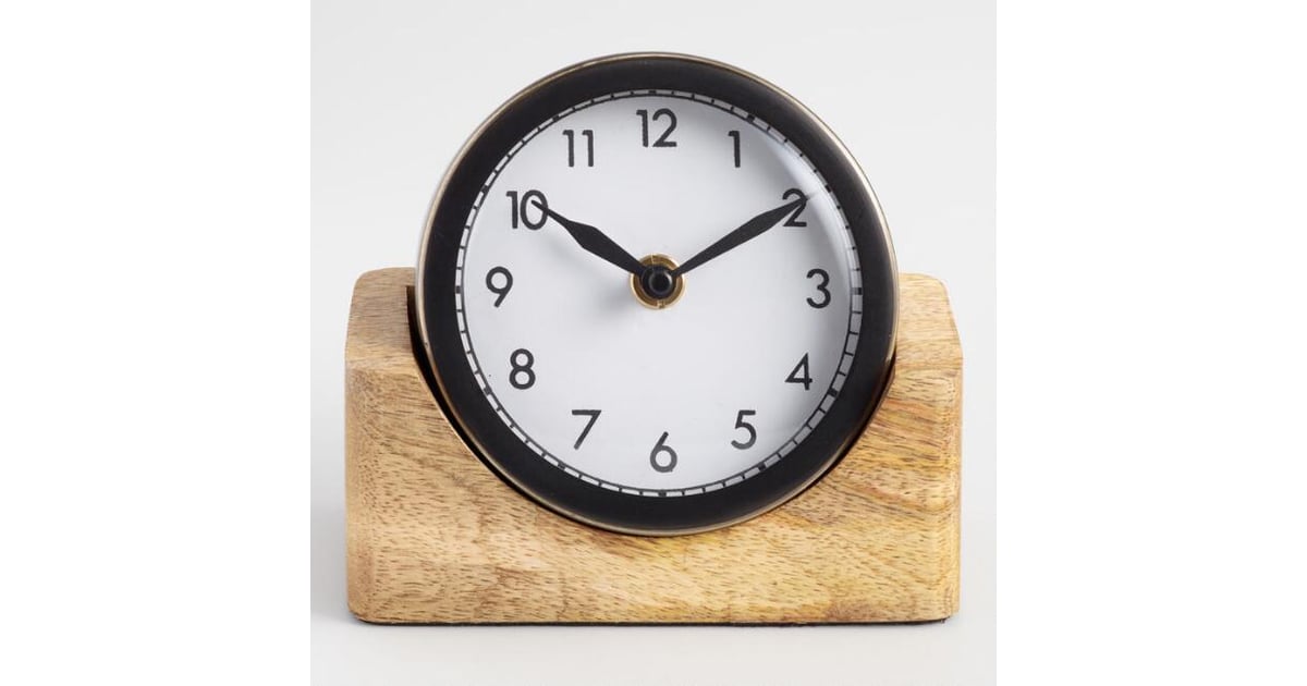 Round Black Clock With Wood Stand Cute Home Decor From World Market POPSUGAR Home Photo 9
