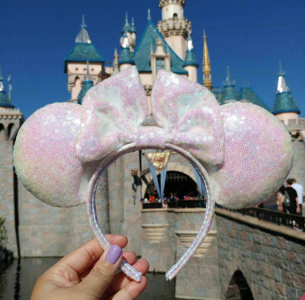 White/pink/lavender sequined unicorn ears ($30)