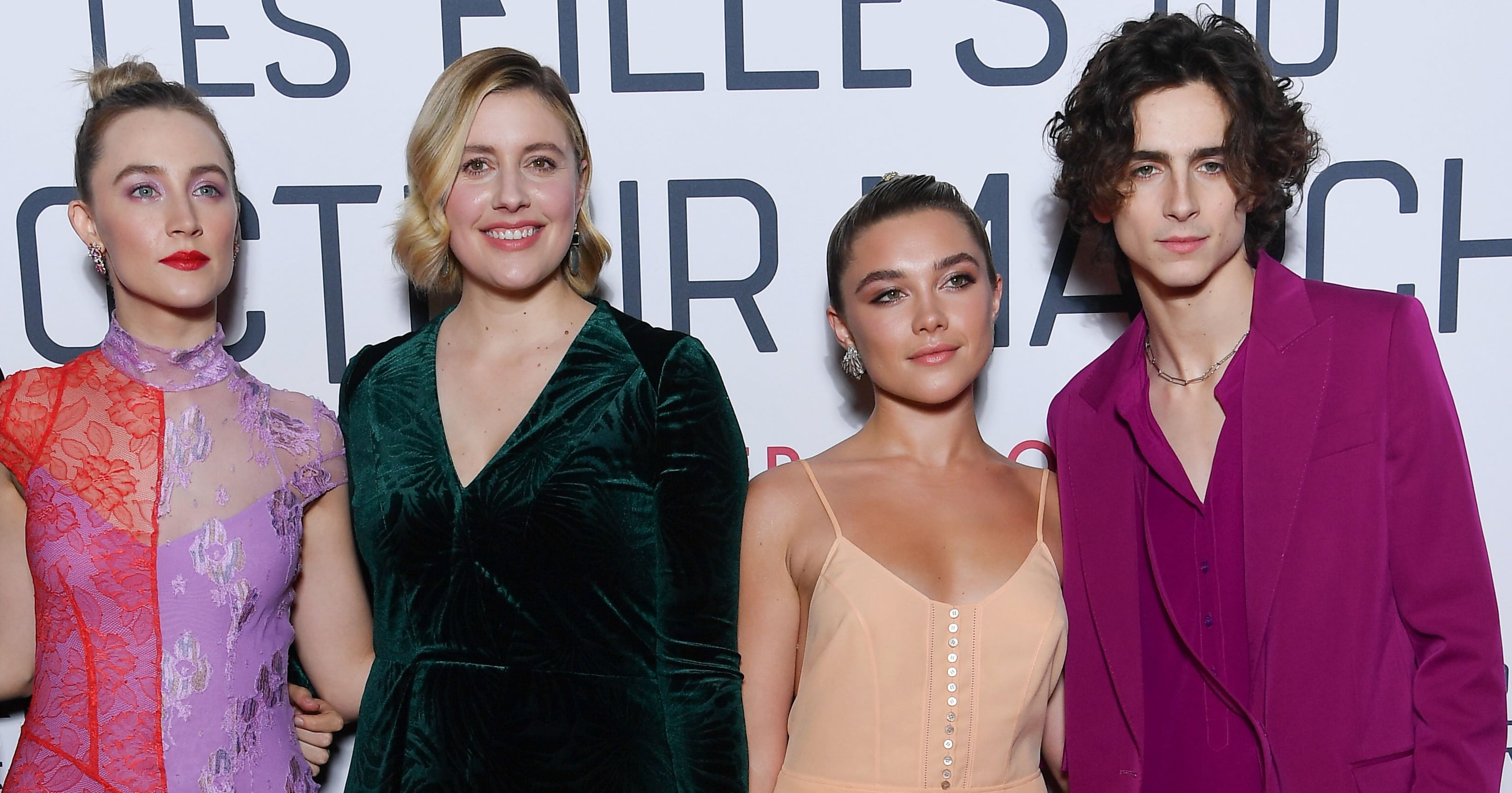 Louis Garrel, Saoirse Ronan, Florence Pugh, and Timothée Chalamet at the  Little Women Premiere, The Little Women Cast Holding Hands at the Paris  Premiere Is So Sweet