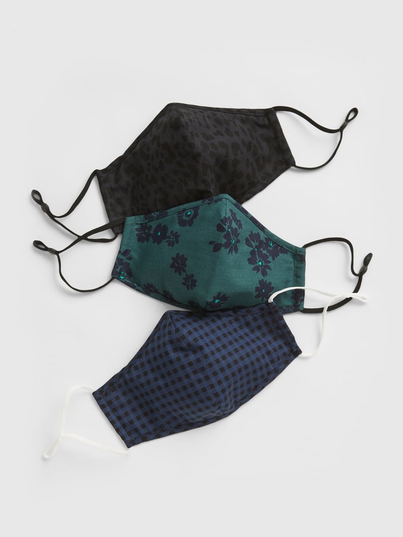 Gap Adult Navy Check and Green Floral Contour Mask with Filter Pocket (3-Pack)