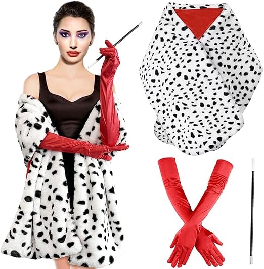 Pextian Store Dalmatian Shawl and Red Gloves