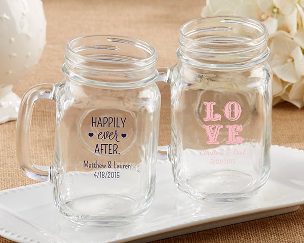 Personalized Wedding Mason Jar Mugs
