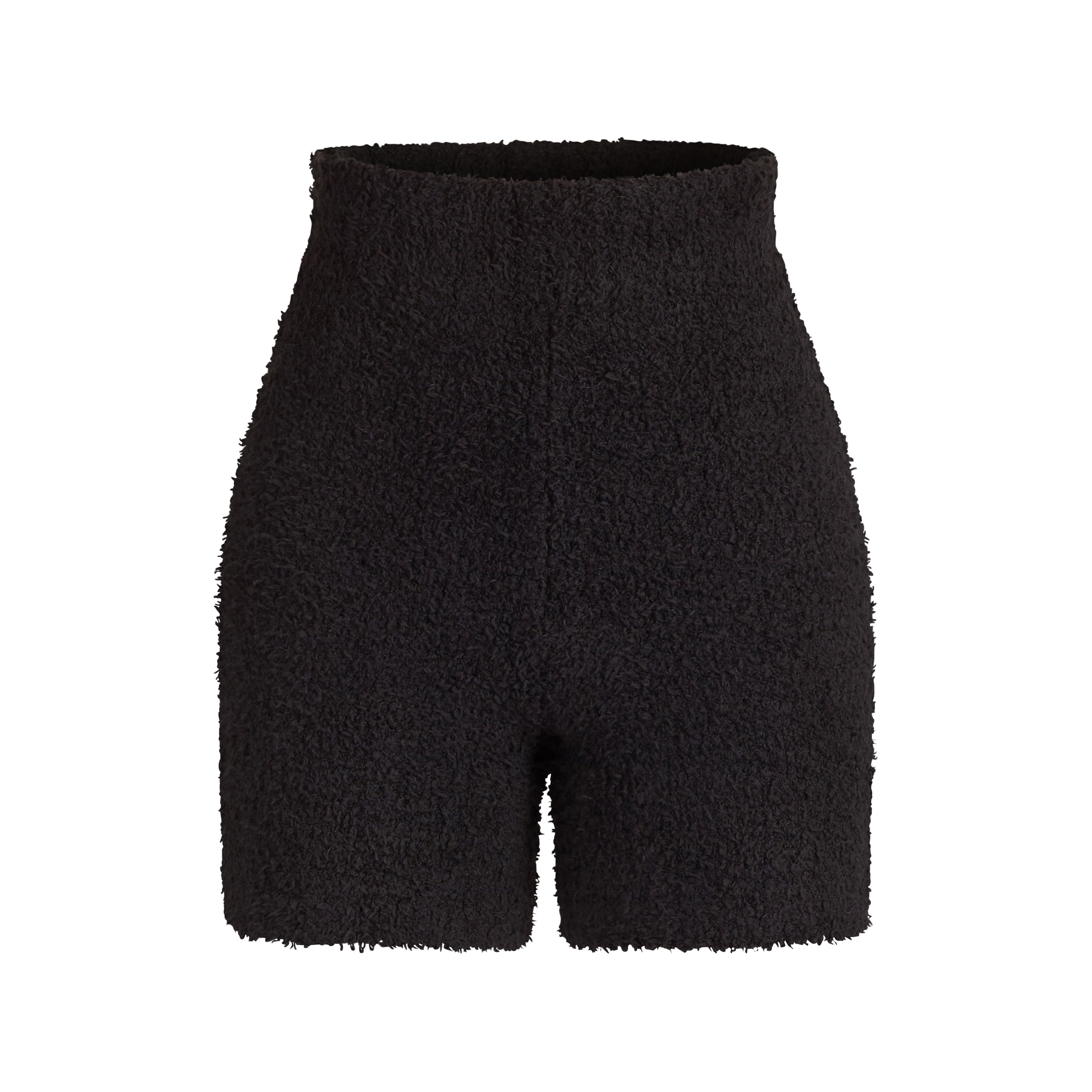 Skims Cozy Knit Boucle Soft Fuzzy High Waisted Shorts in Onyx Black Size S/M