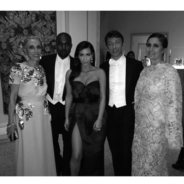 Kim and Kanye posed for a photo with Vogue Italia Editor in Chief Franca Sozzani as well as Valentino designers Maria Grazia Chiuri and Pier Paolo Piccioli.
Source: Instagram user kimkardashian
