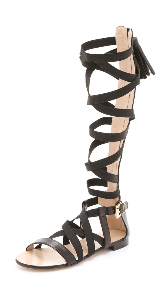 msgm green intertwined heeled sandals