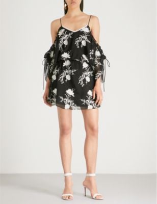 Alice + Olivia Holden Cold-Shoulder Chiffon Dress