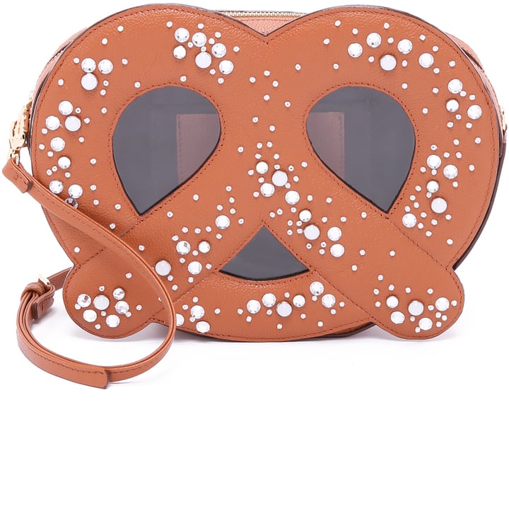 After spotting all the graphic bags from NYFW, I've decided I need one for myself! Patricia Chang sells a few options that have stolen my heart — like this adroable Patricia Chang Pretzel crossbody bag ($325) — and will no doubt break the ice at any social event.
— Samantha Sutton, assistant editor