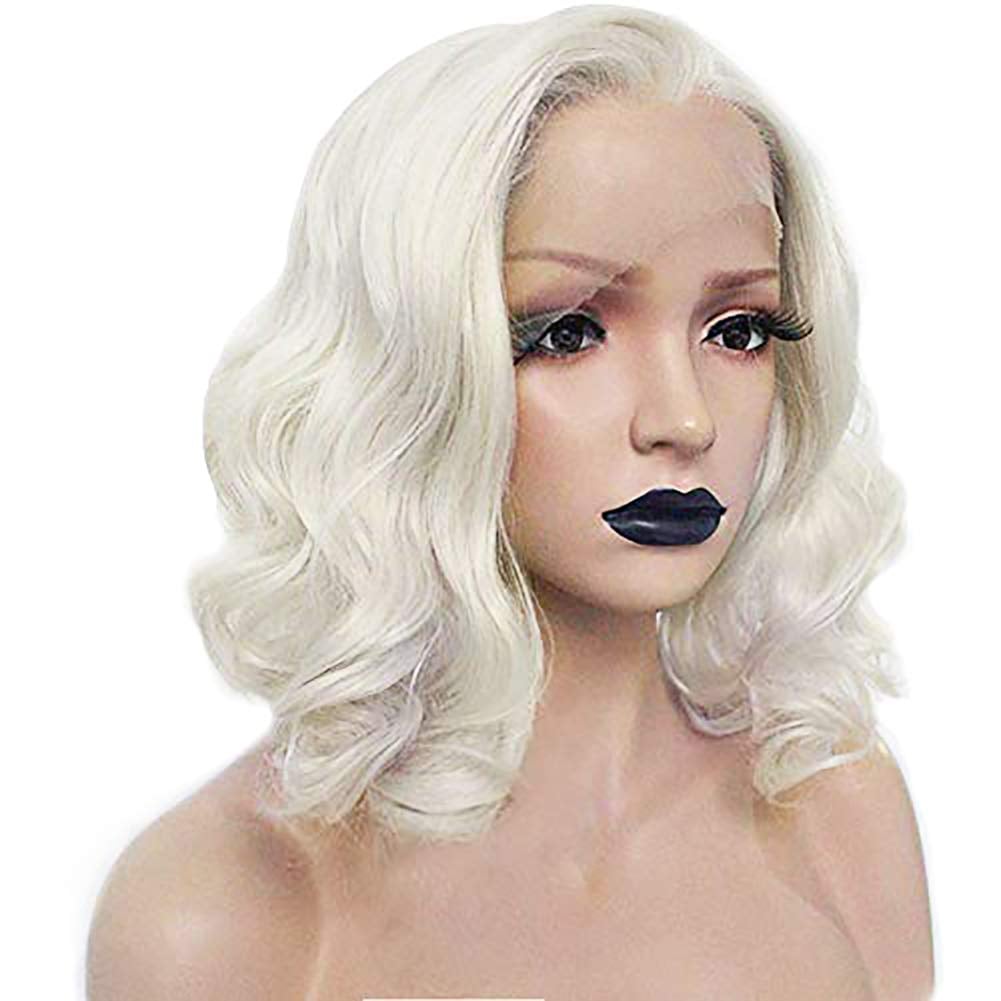 Anogol Hair Cap+ Platinum Short Blonde Lace Front Wig