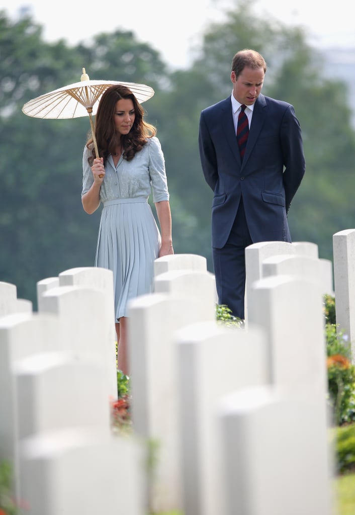 Kate Middleton toted a parasol through the Kranji War Memorial with Prince William.
Kate Middleton toted a parasol through the Kranji War Memorial with Prince William.