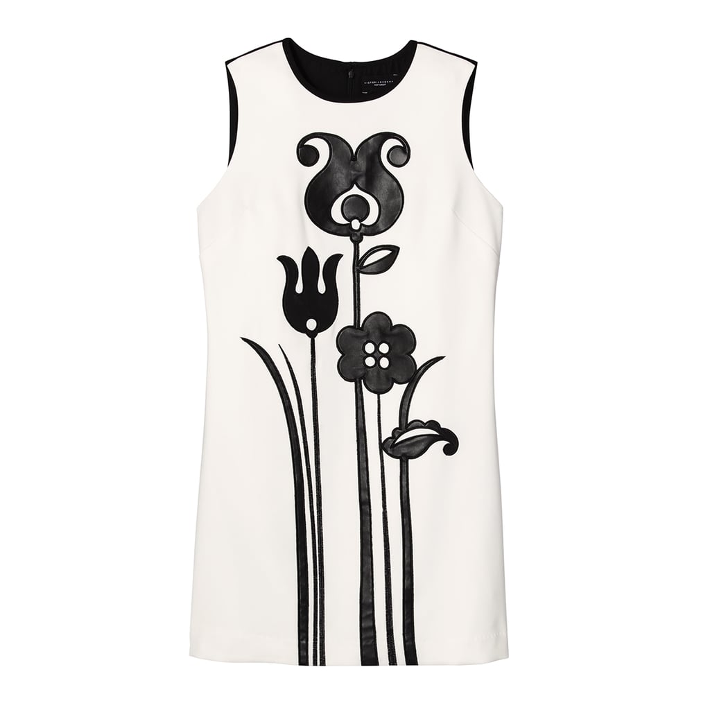 Black and White Mod Shift Tulip Appliqué Dress ($40)