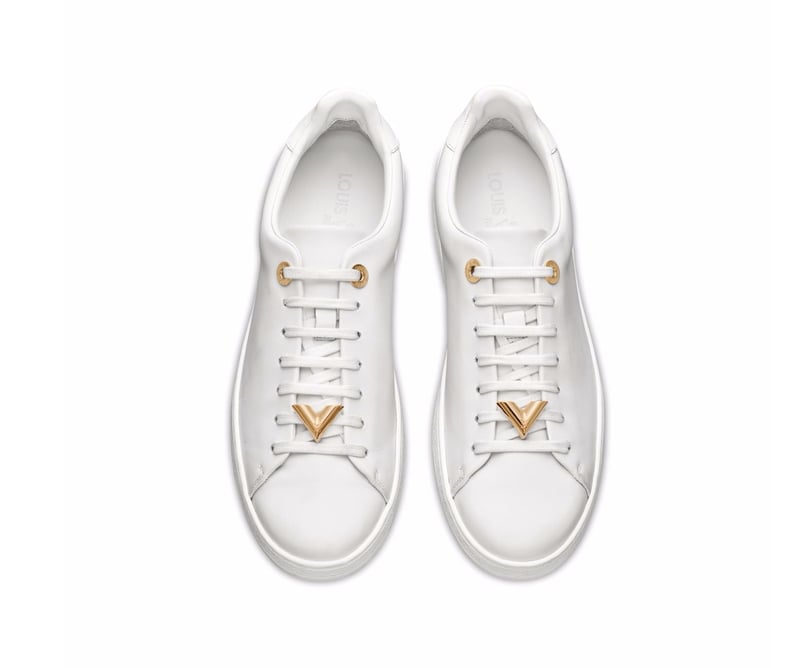 Louis Vuitton White Leather Frontrow Logo Embellished Lace Up